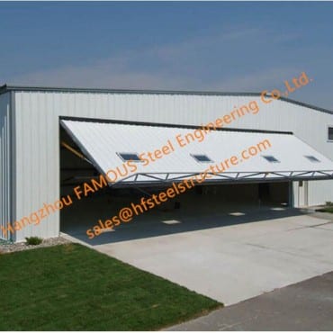 Vertical Bi Folded Hangar Door Solution Light Steel Single Panel Hydraulic Airplane Door System