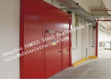 ဂိုဒေါင်သိုလှောင်မှုအတွက် PU Sandwich Core ဆေးသုတ်ထားသော Surface Steel Fireproofတံခါးများ
