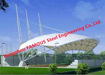 د ETFE PTFE لیپت شوي سټیډیم جھلی ساختماني فولاد پارچه چت ټراس کینوپیز امریکا اروپا معیاري