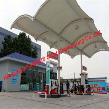 Prefabricated Space Frame Steel Membrane Structural Gas Station Construction