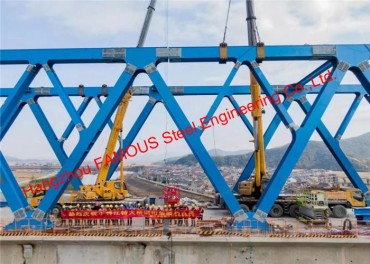 Skewed melengkung Steel I-Girder Truss Sasak Konstruksi pikeun Jalan Raya Railway
