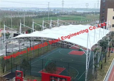 ETFE PTFE Dilapisi Stadion Membran Struktural Baja Kain Atap Truss Kanopi Standar Amerika