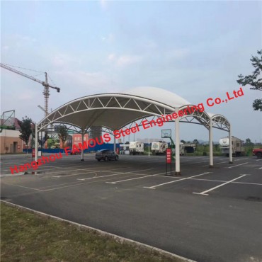 Customized Light Weight Membrane Structural Car Parking Carport Kinerja Seismik Dhuwur