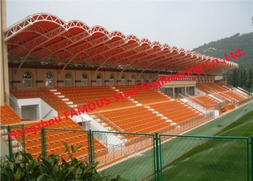 ETFE PTFE Coated Stadium Membrane ໂຄງສ້າງເຫຼັກກ້າຜ້າມຸງ Truss Canopies ອາເມລິກາມາດຕະຖານເອີຣົບ