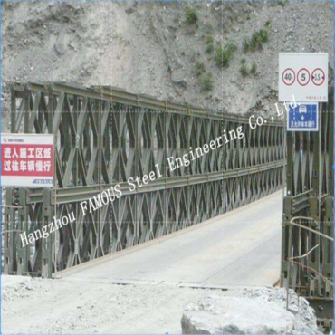 Hot Galvanized Double Lane Pre – Engineered Bailey Bridge Construction Steel ប្រភេទ 200