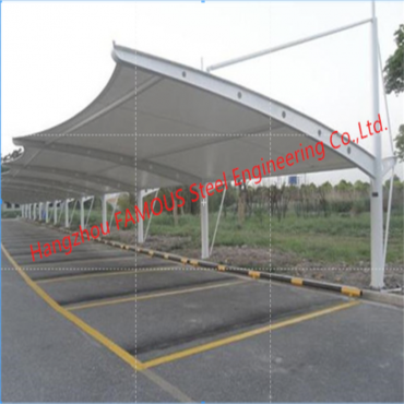Metal Tensile Membrane Roofing Shed PVDF Sail Material Steel Sembrane Structure Car Parking Prefab Garage