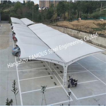 Structure en acier extérieure de stationnement d'abri de stationnement auvent en porte-à-faux debout libre moderne conception de toit à pente unique