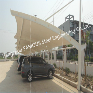 Vanntett stål carport skur PVDF/PTFE strekk membran struktur parkeringsskjerm