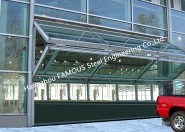 Uitbreidbare dubbelgevouwen hangardeur met hoge sterkte metalen frame glazen garagedeur