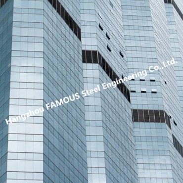 Double Glazed Layer Glass Facade Curtain Wall Multi Storey Steel Building For Business Mall