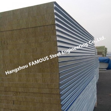 Recycled Usage Fire Resistant Mineral Rock Wool Sandwich Panels Easy Installation Roof Systems
