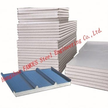Aluminium utawa Warna Steel Sheet Polystyrene inti EPS Sandwich Panel Produsen