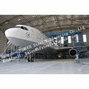 Prefabricated Wide Span Airbus A380 Steel Sheltering Aircraft Hanger Building with Sliding doors