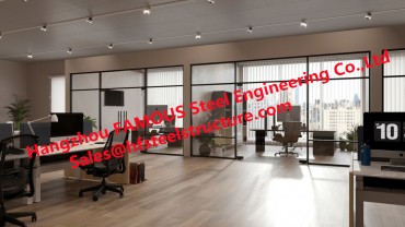 Solid Interior Aluminum Frame Movable Glass Office Partition