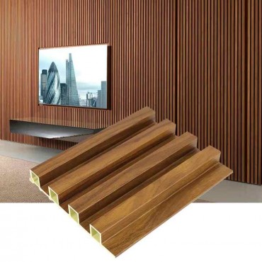 Wooden Grain PVC WPC Fluted Wall Panels Para sa Dekorasyon