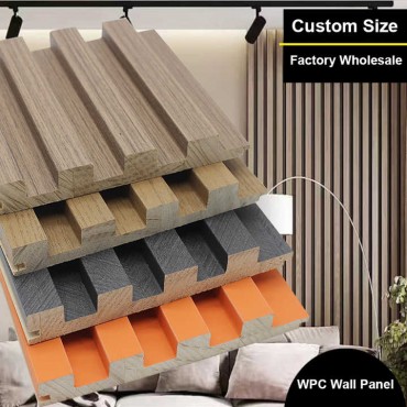 Wooden Grain PVC WPC riflet veggpaneler for dekorasjon