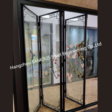 Звукоизолирана алуминиева тежка сгъваема плъзгаща се стъклена двустранна външна врата